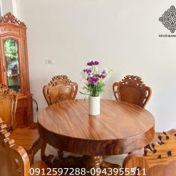 bàn ăn tròn luis gỗ nguyên khối