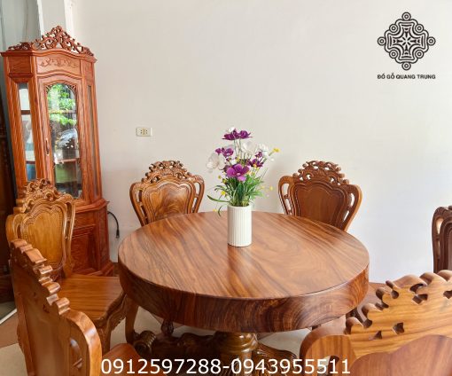 bàn ăn tròn luis gỗ nguyên khối