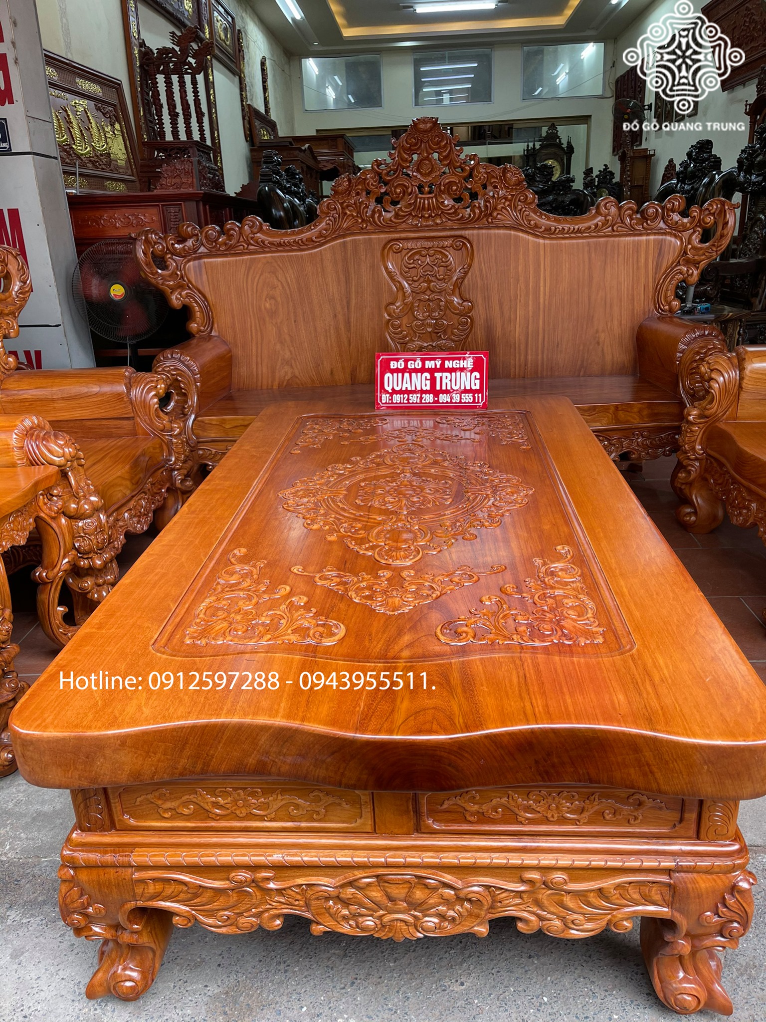 Bộ Louis Hoàng Gia Tân Cổ Điển Gỗ Gõ Đỏ 10 Món