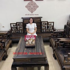 Bộ Sơn Thủy gỗ mun Lào đoản dài 2m3, chân 14