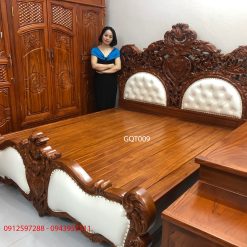 Mẫu giường Nữ Hoàng Trái Tim gỗ gõ đỏ