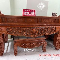 Bộ sập thờ sen gỗ gõ đỏ với kích thước 2m17x1m17x1m27và bàn cơm