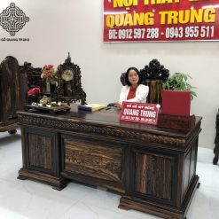Bộ bàn làm việc hoàng gia gỗ mun hoa Lào cao cấp