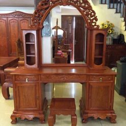 Bàn phấn hoa lá tây gỗ gõ đỏ kích thước 1m2