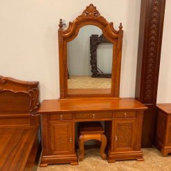 Bàn phấn vòm dáng nữ hoàng gỗ gõ đỏ