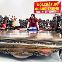 Sập tam diện gỗ mun hoa Lào 1m8x2m47, chân 24