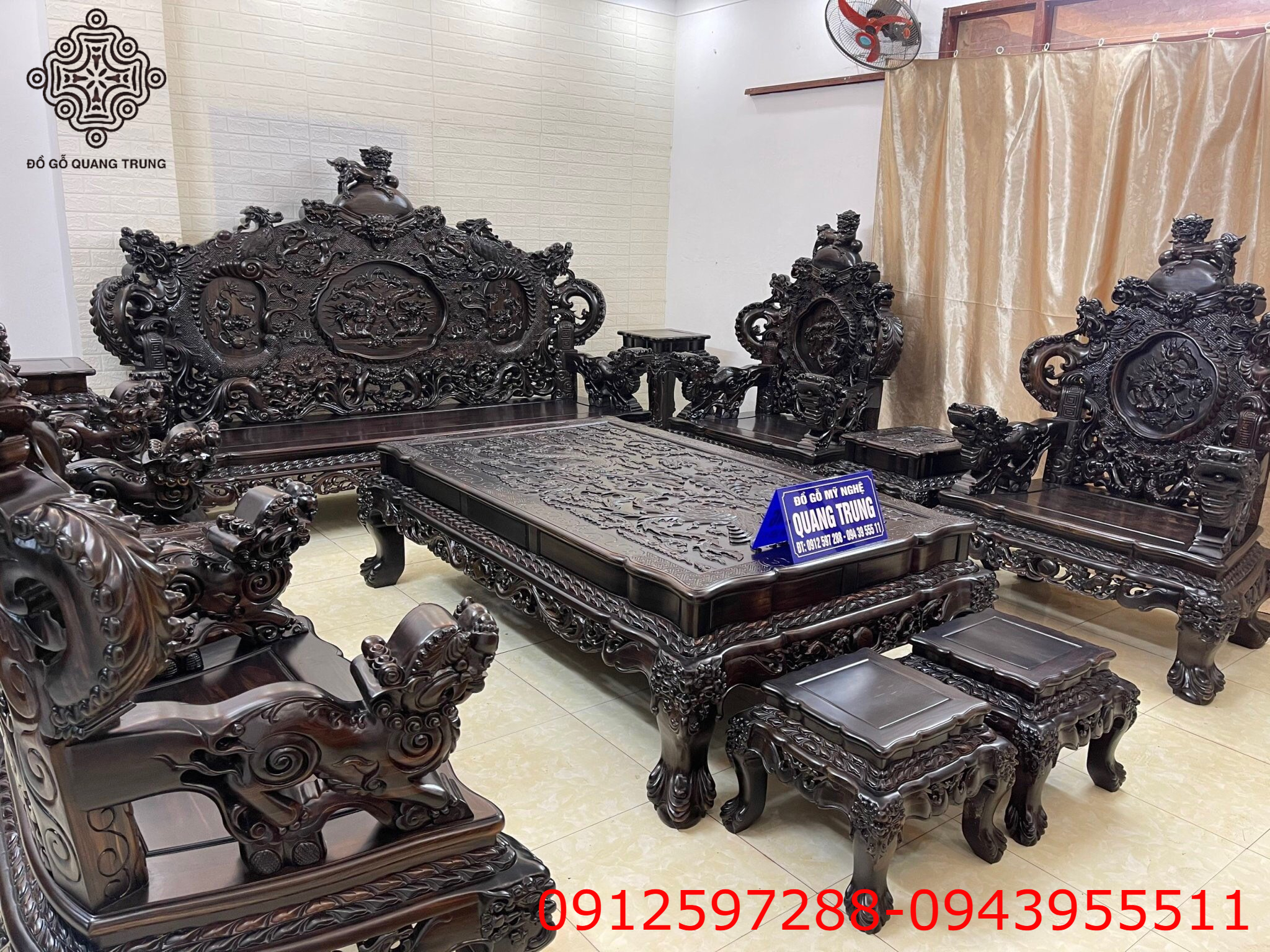 Siêu phẩm Rồng Đỉnh gỗ mun sừng bộ 17 món