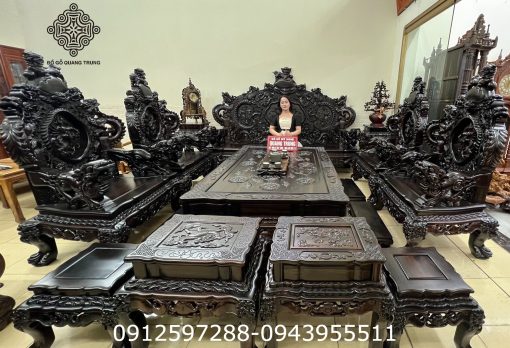 Siêu phẩm Rồng Đỉnh gỗ mun sừng bộ 17 món