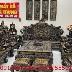 Siêu phẩm Rồng Đỉnh gỗ mun hoa Lào bộ 12 món