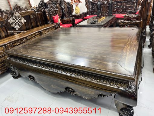 Sập tứ diện gỗ mun hoa Lào 1m97 x 2m37, chân 24