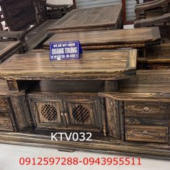Kệ tivi gỗ mun hoa Lào KTV032
