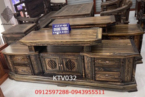 Kệ tivi gỗ mun hoa Lào KTV032