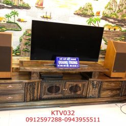 Kệ tivi gỗ mun hoa Lào KTV032