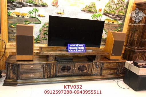 Kệ tivi gỗ mun hoa Lào KTV032
