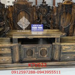 Kệ tivi gỗ mun hoa Lào KTV032