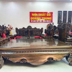 Sập tam diện gỗ mun hoa Lào 1m8x2m2, chân 24