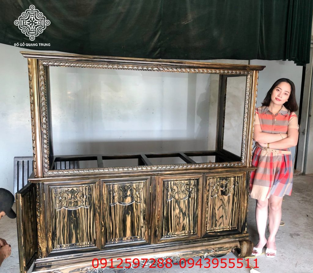 Bể cá gỗ mun hoa Lào Quang Trung