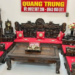Bộ Bàn Ghế Tam Đa Phúc Lộc Thọ Gỗ Mun Ta Quảng Bình Đoản Dài 2m3