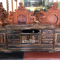 Kệ tivi gỗ mun hoa Lào mã KTV007