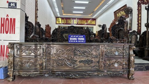 kệ tivi luis hoàng gia gỗ mun hoa Lào