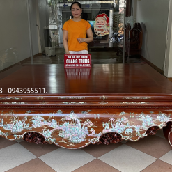 Sập hương Lào khảm ốc Singapore 1m7 x 2m1, chân 24