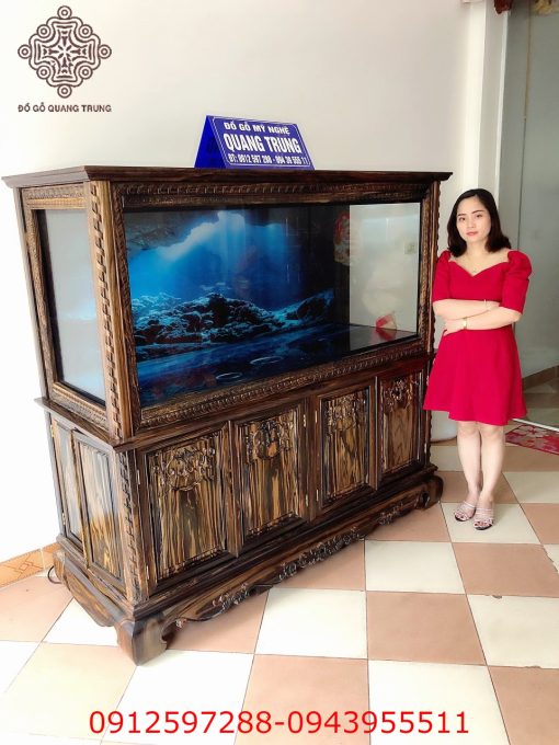 Bể cá gỗ mun hoa Lào