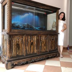 Bể cá gỗ mun hoa Lào