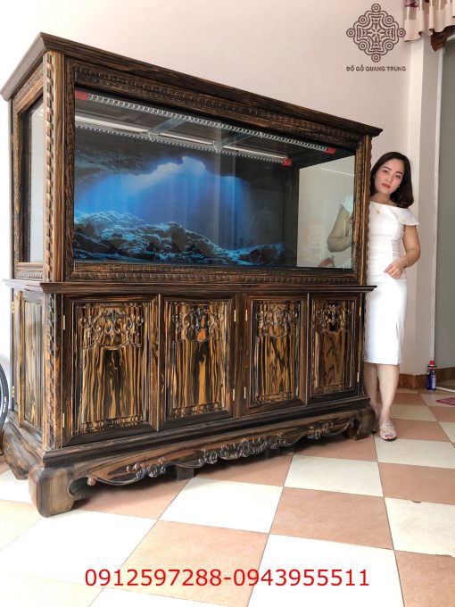 Bể cá gỗ mun hoa Lào