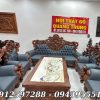 Bộ Louis Hoàng Gia Tân Cổ Điển Bọc Đệm Da Gỗ Gõ Đỏ 10 Món