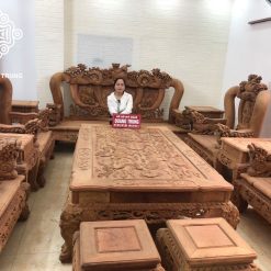 Bộ bàn ghế Nghê Bảo Đỉnh gỗ hương ta tự nhiên bộ 12 món