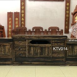 Kệ mõ gỗ mun hoa Lào cao cấp dài 2m4 sâu 48 cao 81 mã KTV014