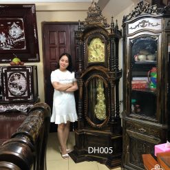 Đồng hồ tứ trụ dáng Pháp gỗ mun hoa Lào cao 2m40 mã DH005