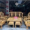 Bộ bàn ghế Minh Đào gỗ Ngọc Lu Vân cột 12, bộ 10 món