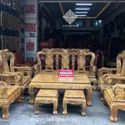 Bộ bàn ghế Minh Đào gỗ Ngọc Lu Vân cột 12, bộ 10 món