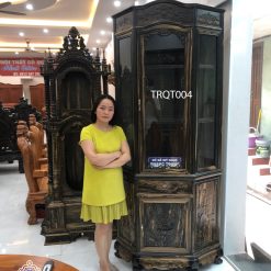 Tủ góc 75 độ gỗ mun hoa Lào