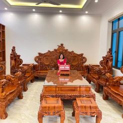 Bộ bàn ghế rồng đỉnh gỗ hương lào cao cấp