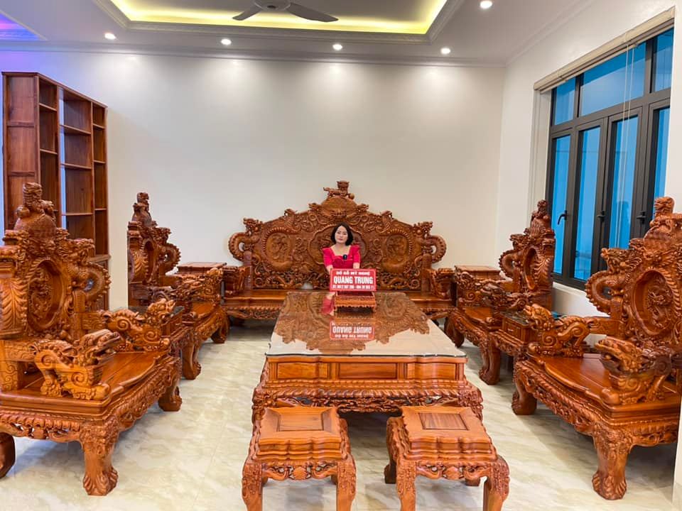 Bộ bàn ghế rồng đỉnh gỗ hương lào cao cấp