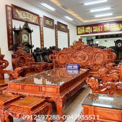Bộ bàn ghế rồng đỉnh gỗ hương lào cao cấp