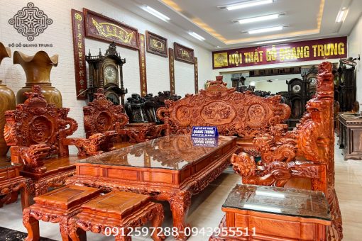 Bộ bàn ghế rồng đỉnh gỗ hương lào cao cấp