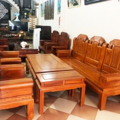 Bộ bàn ghế Minh Hộp Voi Cá gỗ gõ đỏ đoản 2m47