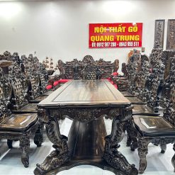 Mẫu bàn ăn Louis Hoàng Gia và ghế ăn Hồng Hoàng Gia
