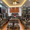Bộ bàn ghế Quốc Nghê gỗ mun hoa lào cột 15, bộ 10 món