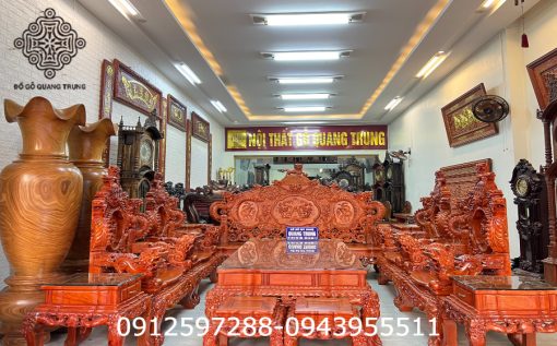 Bộ bàn ghế rồng đỉnh gỗ hương lào cao cấp