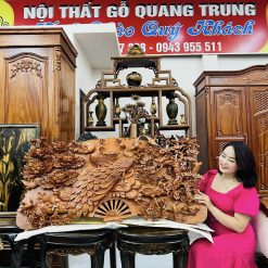 Tranh phu thê viên mãn gỗ hương đá
