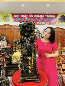 Tượng chim công gỗ Mun Hoa Lào