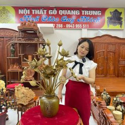 Lọ hoa sen gỗ hương