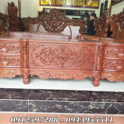 Kệ tivi Louis Hoàng Gia gỗ hương đá chân 14