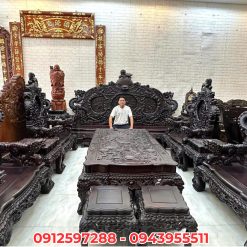 Bộ bàn ghế Rồng Đỉnh gỗ trắc đoản 3m, 17 món - Top 1 bộ bàn ghế đẳng cấp đại gia
