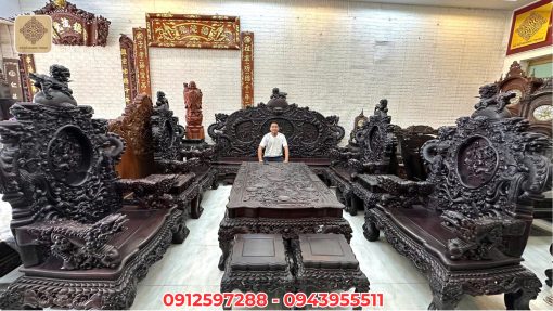 Bộ bàn ghế Rồng Đỉnh gỗ trắc đoản 3m, 17 món - Top 1 bộ bàn ghế đẳng cấp đại gia